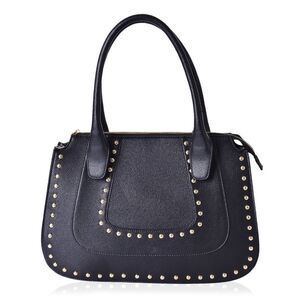 Studded Bag Shoulder/Handbag Leatherette Black